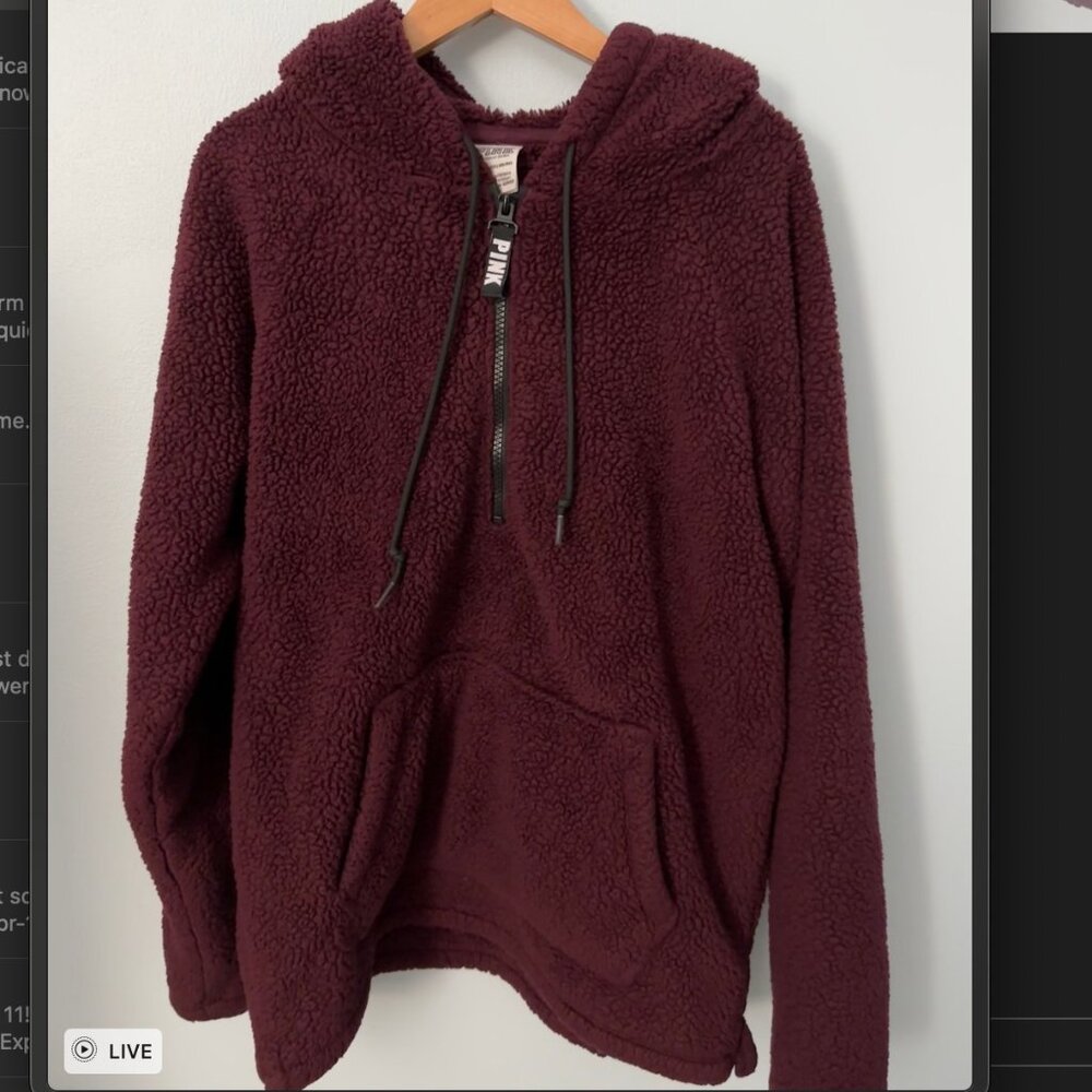 VS/PINK oversized sherpa quarter zip